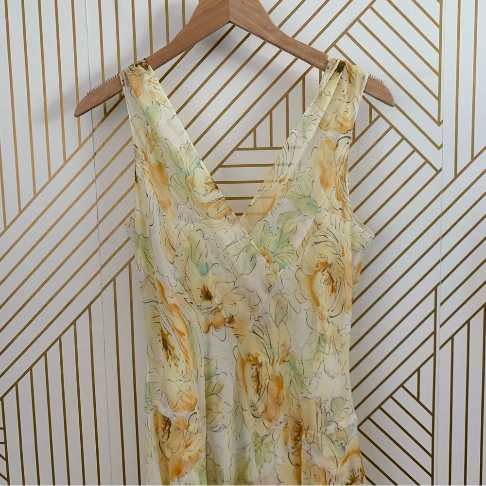 Ann Taylor Loft 100% Silk Floral Sleeveless Midi Swing Dress v neck flowers 8 - Picture 7 of 10